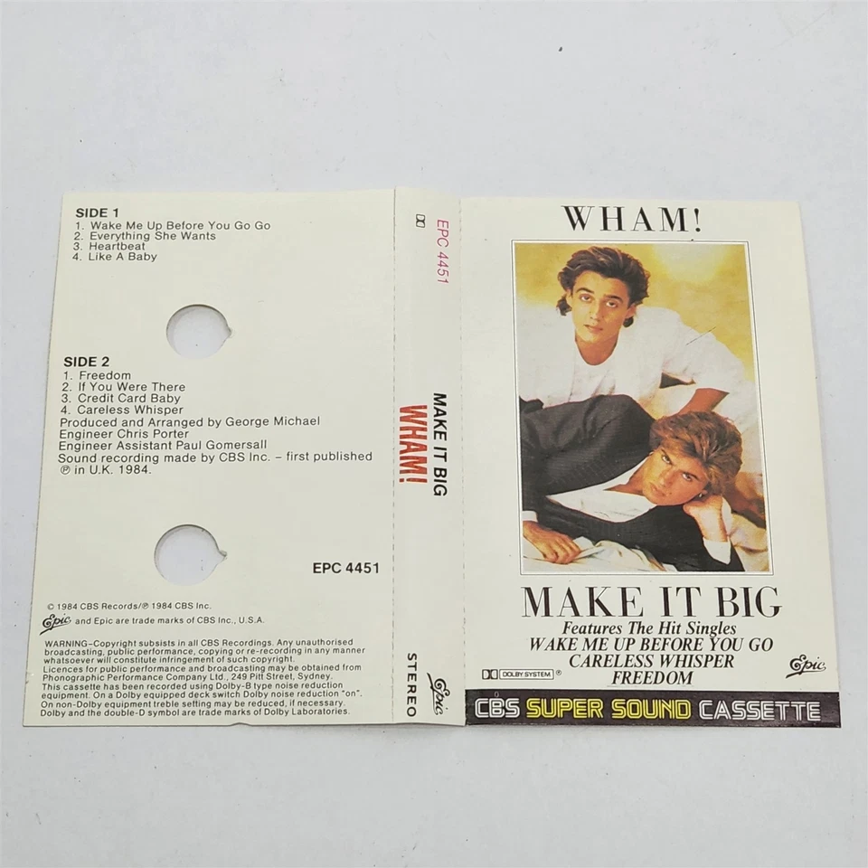 Wham! Make It Big Cassette Tape 1984 Epic EPC4451 George Michael - Image 4 of 4