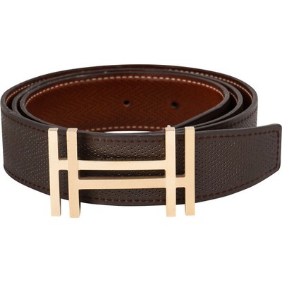 Hermès Brown Leather Perforated H Reversible Belt Gürtel