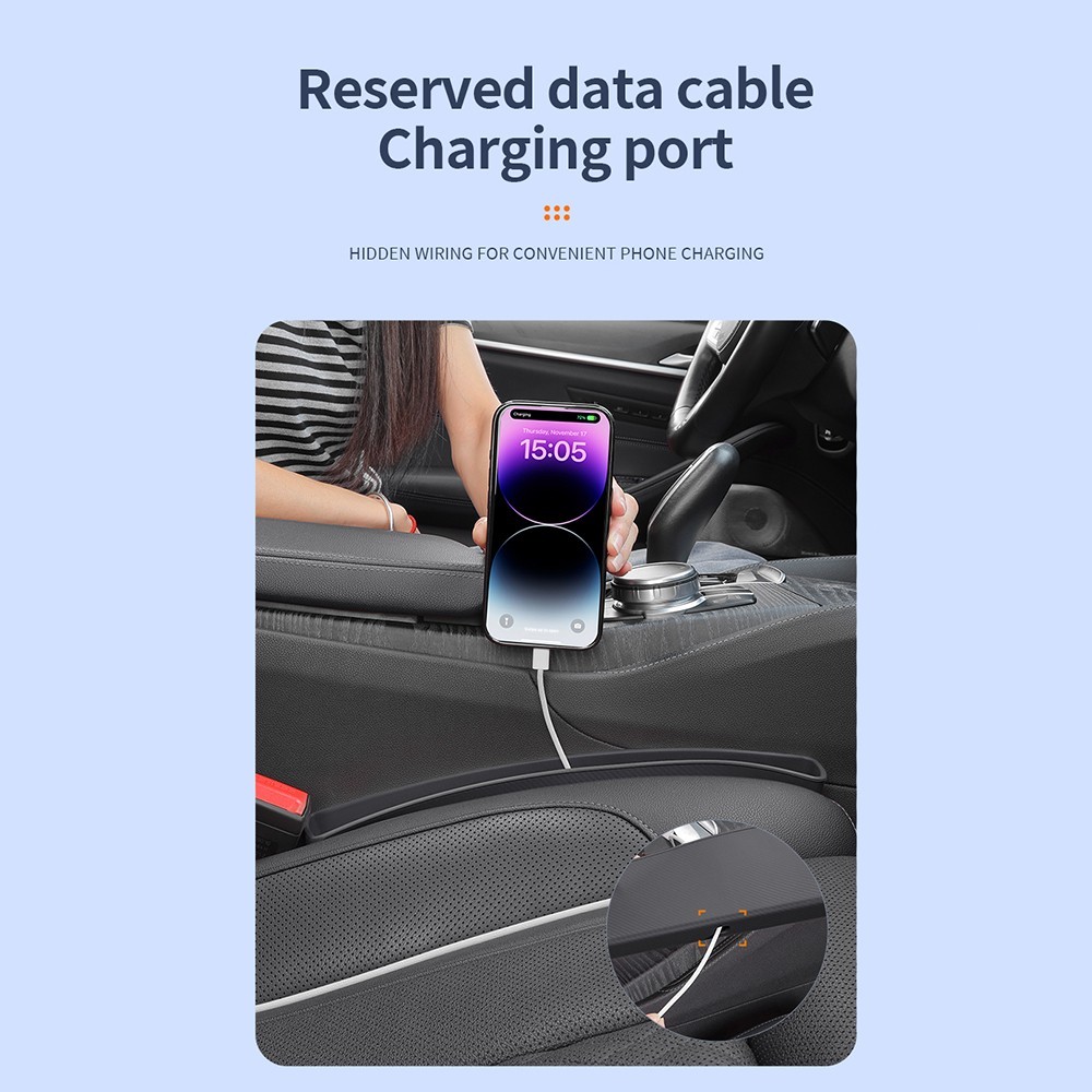 2Pcs Car Seat Gap Filler Universal Side Seam Plug Strip Filling Gap Phone Holder