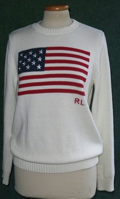 Polo Ralph Lauren  Luxus Pullover mit US-Flagge Gr. M Baumwolle Neu
