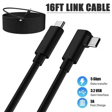 16FT Link Cable For Oculus Quest 2 Type-C 3.2 Right Angle To USB C Charging Cord