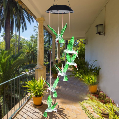 SIX FOXES Wind Chime, Solar Hummingbird Wind Chimes Outdoor/Indoor,Birthday Gift - Picture 8 of 12