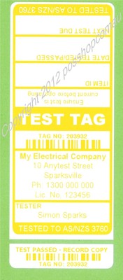 350 CUSTOM Yellow Printed Electrical Adhesive Test Tag Labels | eBay ...