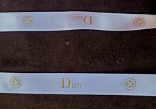 2 Yards 72 inches Christian DIOR White Satin with Gold Logo .63" Width Ribbon