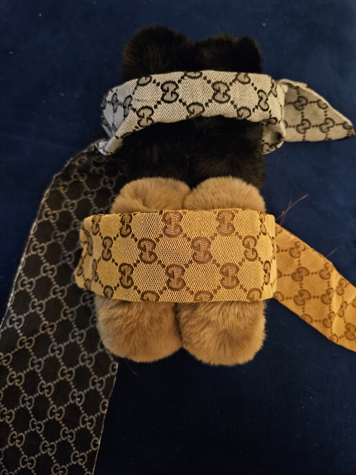 Gucci GG Monogram Fabric & Black Faux Fur Earmuffs eBay