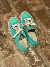 PF Flyers Retro Womens SIZE 7.5 MENS 6 Lo Rise Teal White PRE-OWNED PM11CL2E