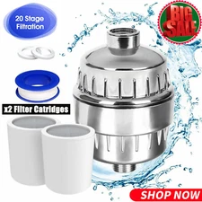 20Stages Shower Filter w/2xReplacements for Hard Water&Chlorine Water Softener