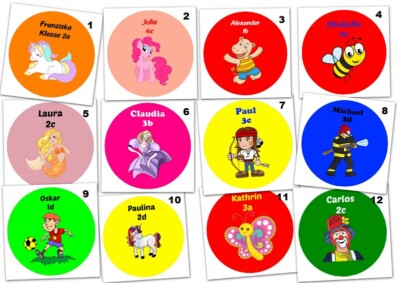 24 Aufkleber 40mm - Schule Einschulung - individuell mit Namen und Klasse