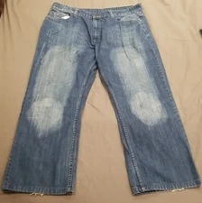 Flypaper Jeans Men 38x30 (38×27) Blue Distressed Medium Wash Cotton Denim Cowboy