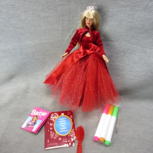 Vintage Very Velvet Red Dress 1990s Barbie Doll with Accessories