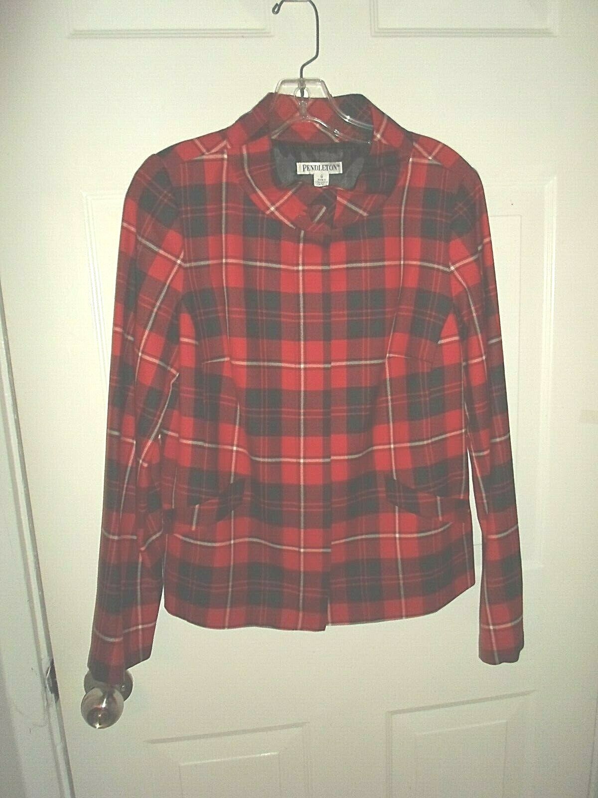 Pendleton Virgin Wool Red/Black Plaid Blazer Jack… - image 7