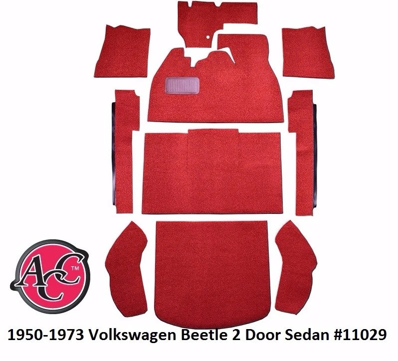 Kit de alfombra de piso Volkswagen Beetle 1950-73 elige color y estilo de carrocería inclinación plana Foto 4 de 4
