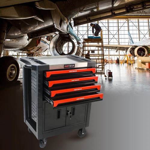 4 -Drawer Rolling Tool Chest Metal Tool Box w/Wheel Tool Cabinet Cart w/Lock - Picture 3 of 16