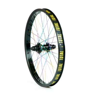 TOTAL BMX TECHFIRE CASSETTE HINTERRAD - SCHWARZ MIT RAINBOW SPEICHEN 9 ZÄHNE
