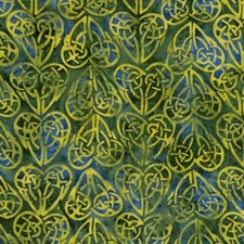 Island Batik - Citron Breeze - Celtic Hearts - Multi Blue Green Marbles, BTY