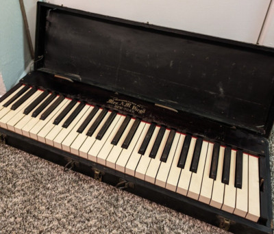 Antique Portable Practice Piano Manufactured by Mrs A. M.  Virgil, New York
