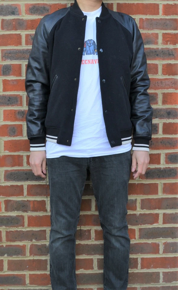 A.P.C Apc Mens KENICKIE Wool Leather Varsity Jacket Extra Small XS - Image 2 of 4