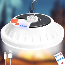 Solar Camping Light with Remote 6000LM, Rechargeable Hanging Light Portable LED 