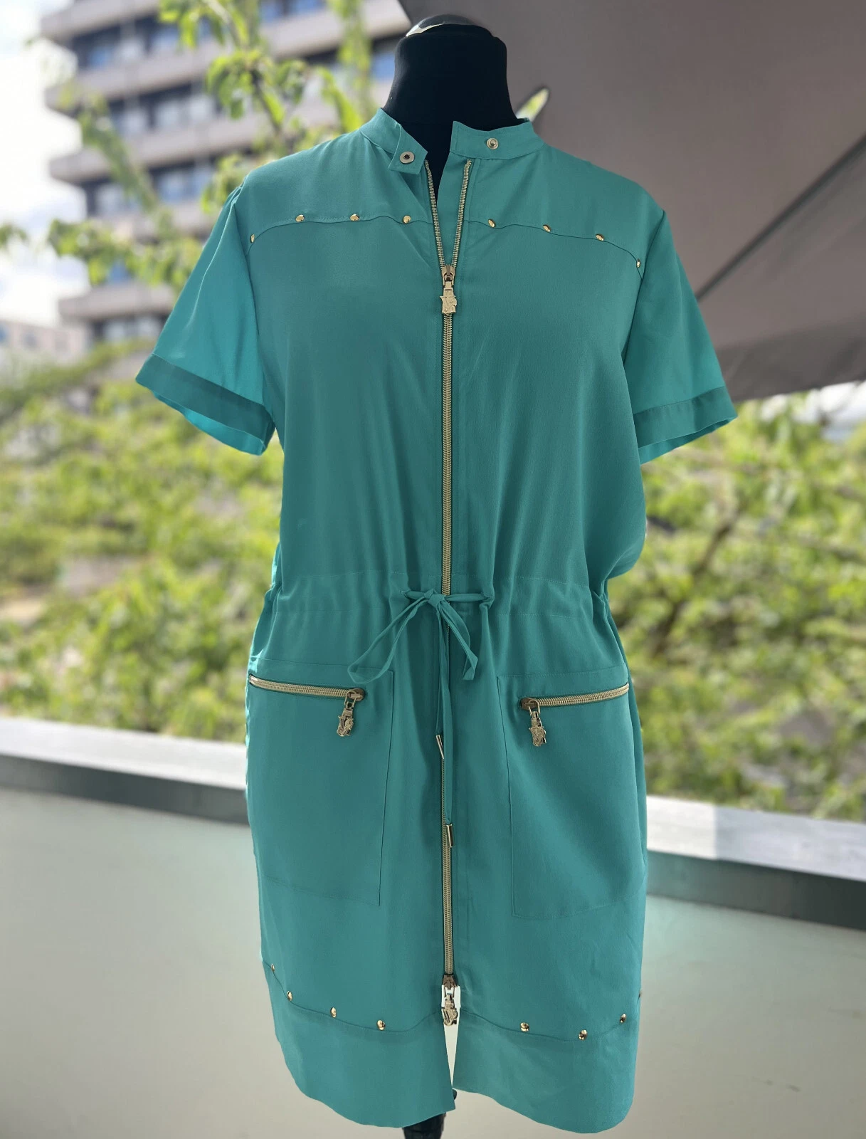 Abito Versace con cerniera cavo e accessori logo color oro L XL