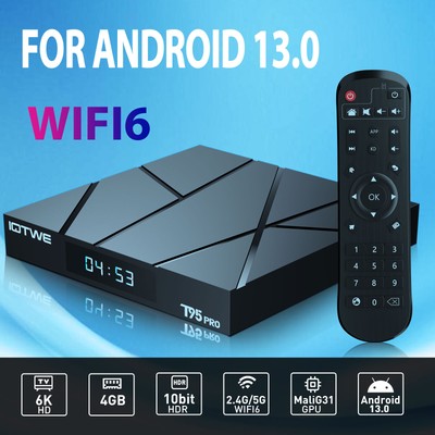 Smart TV Box Android 13 6K HD Stream Player WiFi Bluetooth Voice Stream Player
