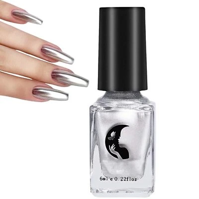 FRESFRESI Mirror Chrome Nail Polish - Silver Plating, Quick-Drying Metallic Effect, No UV