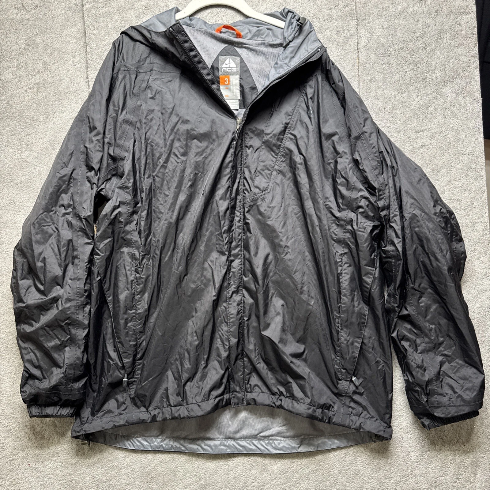 Nike ACG Jacket Men’s XL Storm Fit Hooded Rain Shell Gorpcore Hiking Black
