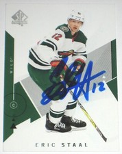 ERIC STAAL SIGNED 18-19 UPPER DECK SPA MINNESOTA WILD CARD AUTOGRAPH AUTO!!