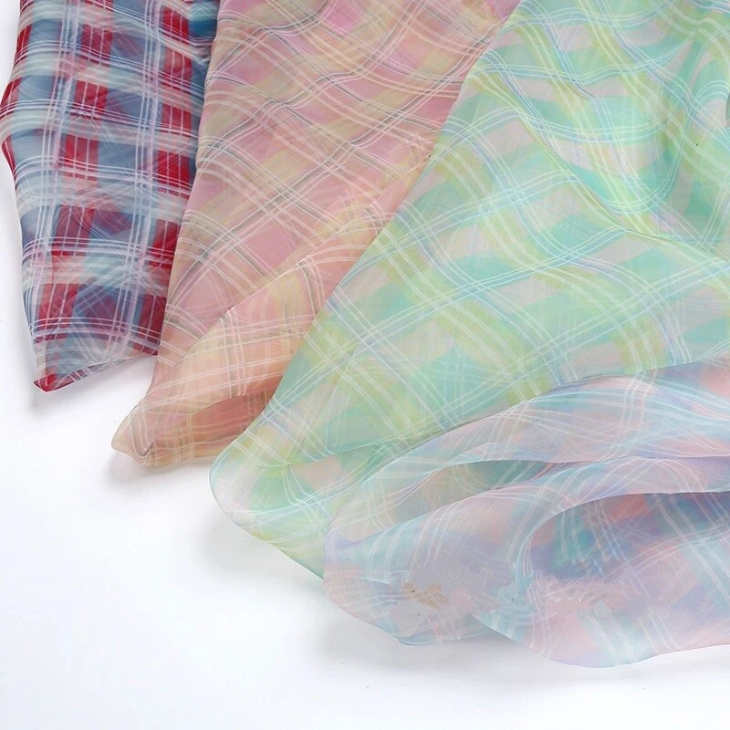 Check Mesh Organza Fabric Lace Tartan Curtain Skirt Dress Craft Tulle Voile Trim - Image 2 of 4