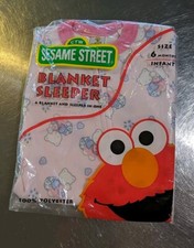 Vintage 1999 Infant SESAME STREET Blanket Sleeper 6 Months Baby Pink Bear Print