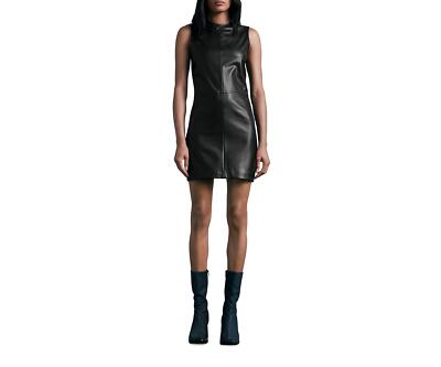 Rag & Bone Women's Desta Faux Leather Shift Dress - Black - Size 8 Rag & Bone Women's Desta Faux Leather Shift Dress - Black - Size 8
