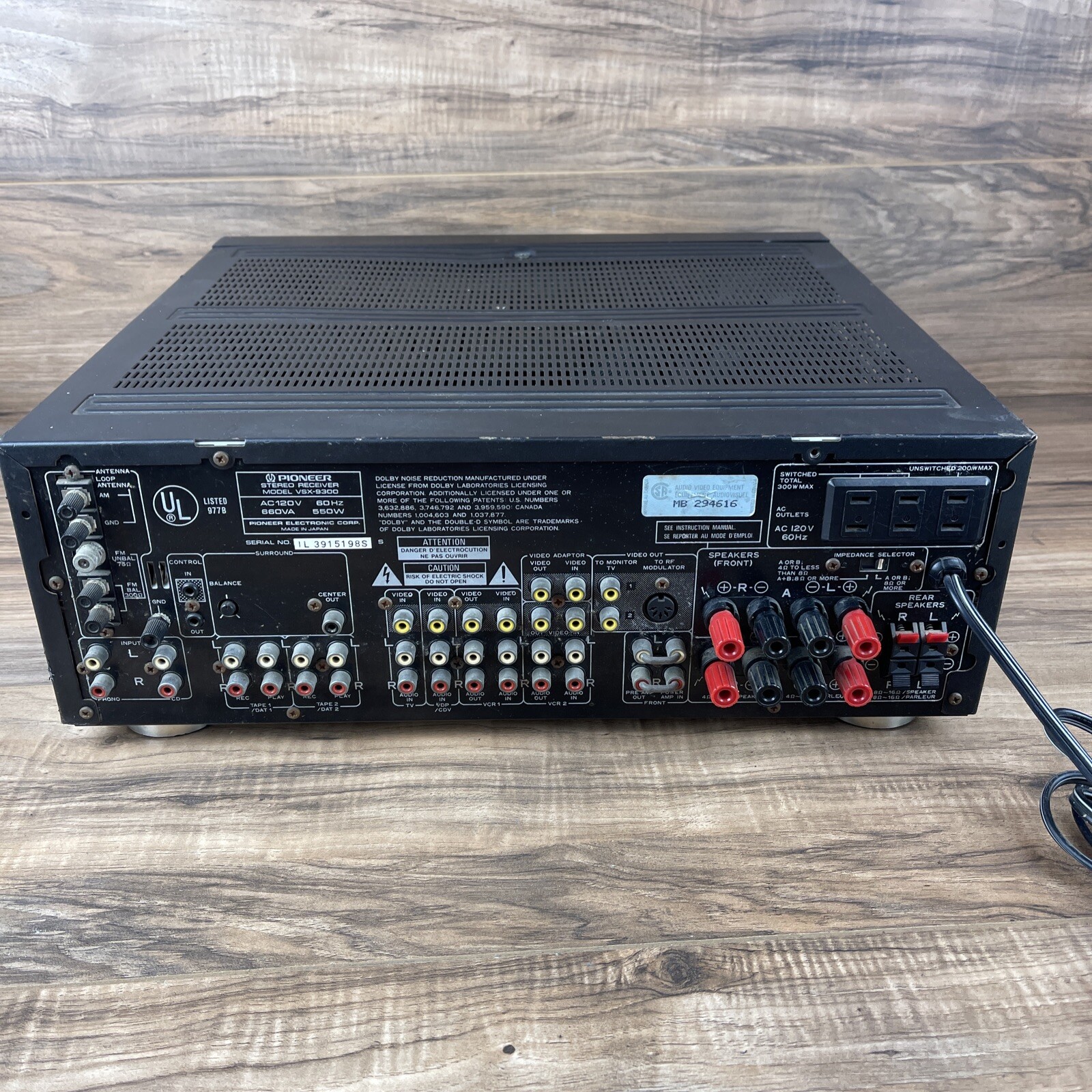Pioneer VSX9300 Audio Video Stereo Receiver Parts or Repair⚠️won’t