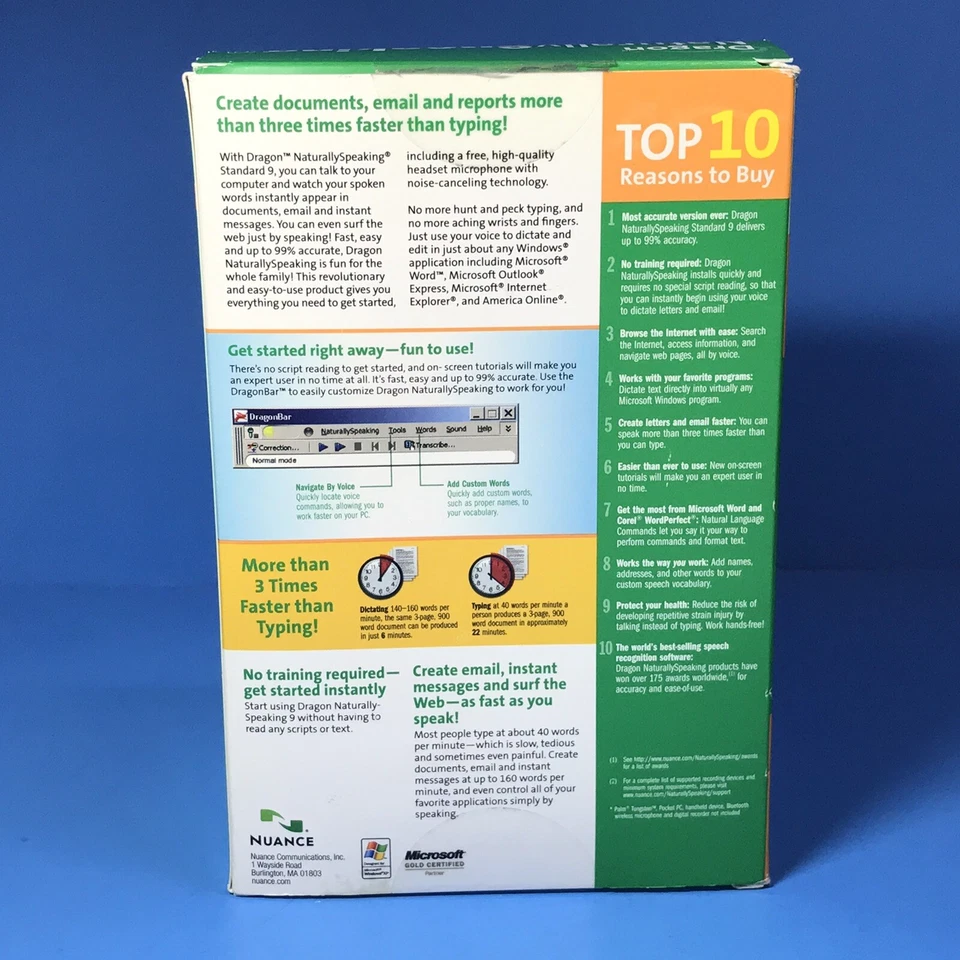 Dragon Naturally Speaking 9 Speech Recognition Software No Mic Open Box VGC - Image 3 of 3