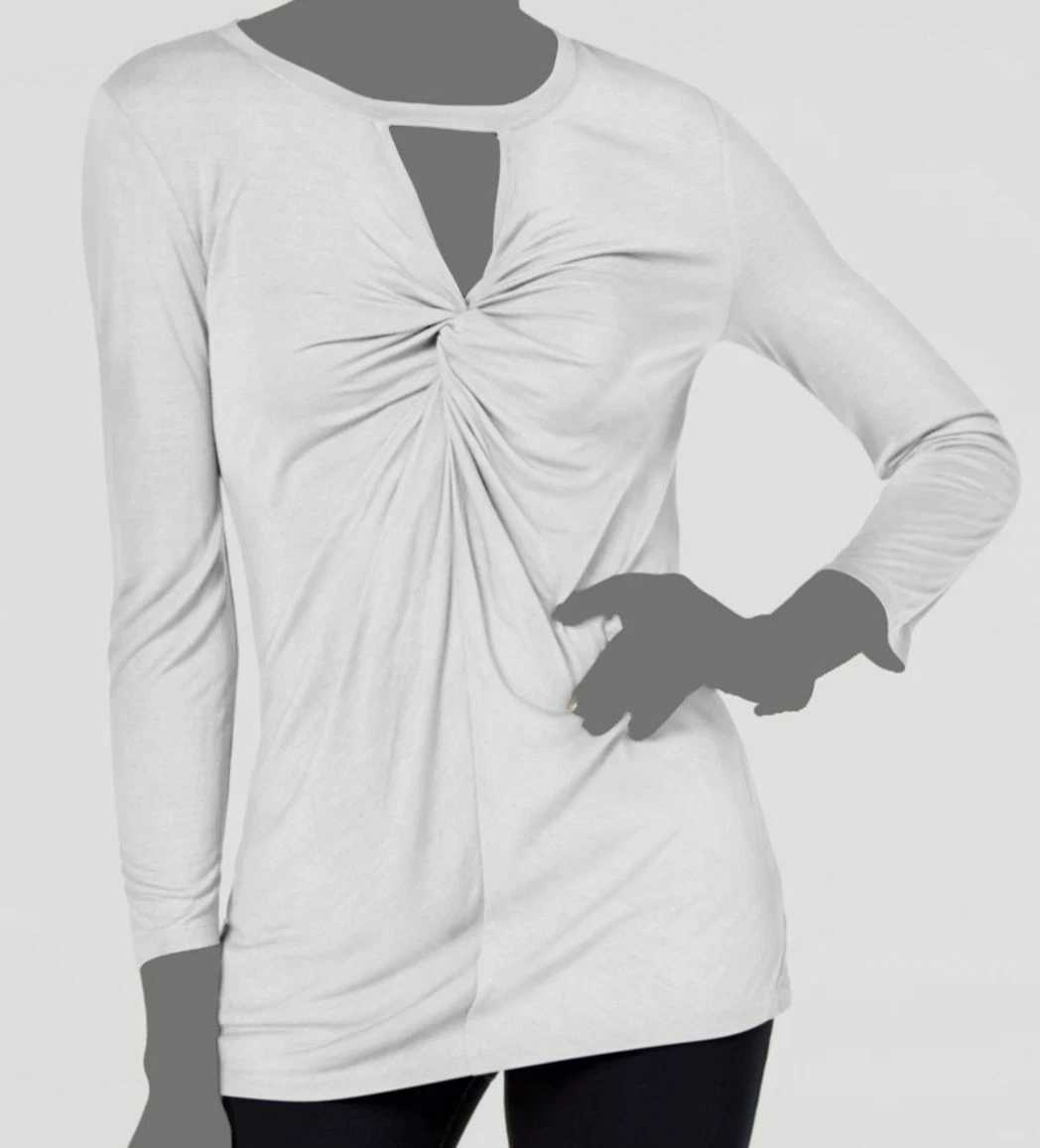 40 INC Women s White Scoop Neck Twist Front Keyhole Blouse Top