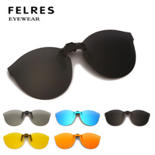 2PCS Men Women Polarized Clip On Flip Up Sunglasses Rimless Retro Glasses UV400