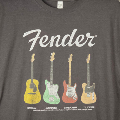 FENDER Guitar Shirt MEN'S 2XL XXL Gray STRAT Stratocaster Telecaster MUSIC NWT
