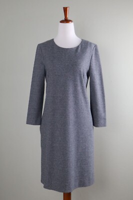 PESERICO $959 Blue Soft Shell White Polka Pin Dot Lined Shift Dress Size IT 44
