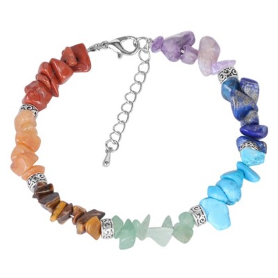 Armband 7 Chakren - Chips aus natürlichen Hartsteinen - Energiewirbel Armbänder