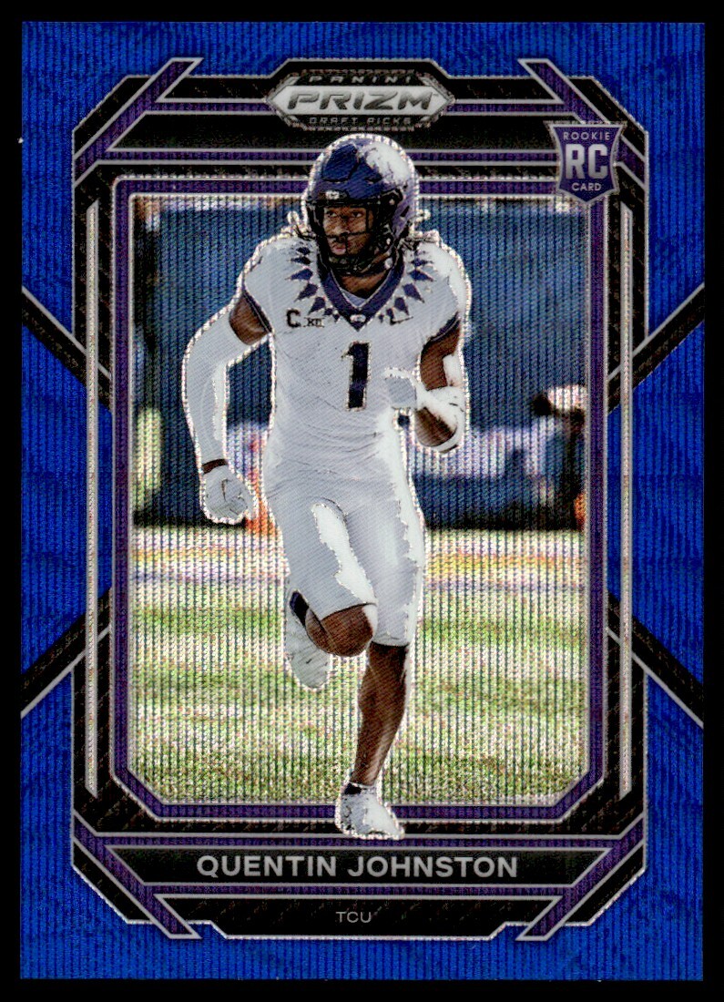 Quentin Johnston Rookie Blue Wave 2023 Panini Prizm Draft Picks #138 /249 TCU