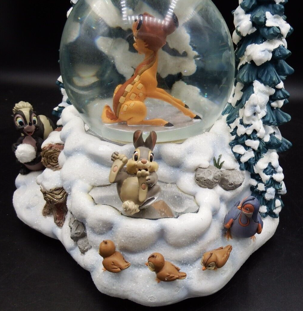 Disney Winter Bambi Snow globe Musical Animation Works great! | eBay