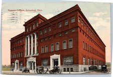 postcard Columbus OH - Masonic Temple, Columbus Ohio old cars