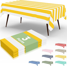 3 Packs Striped Disposable Table Cloth, 54 X 108 Inch Waterproof Rectangle Table