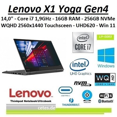 Lenovo Thinkpad X1 Yoga Gen4 convertible 14'' Core i7 1,9Ghz 16GB 250GB Win11