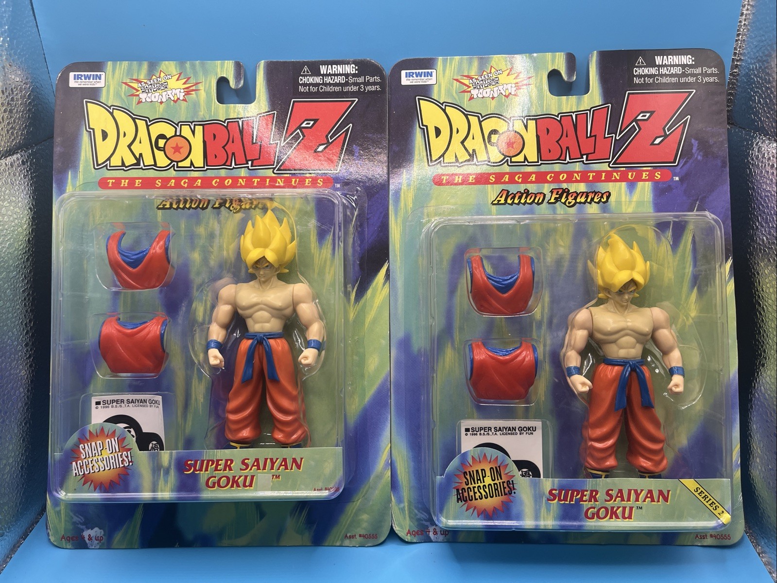 Raro Lote de 2 Dragon Ball Z DBZ Irwin Super Saiyan Goku La Saga Continúa Sellado