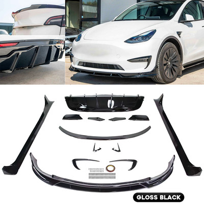 Fits 2020-24 Tesla Model Y Fast Style Glossy Black Finish Full Body Kit Aerokit