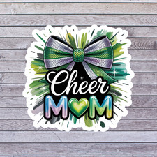Cheer sticker vinyl decal mom green bow heart spirit splash design
