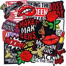 22PCS Black Girl Iron on Patches Girl Power Embroidered Patches for Trucker Hats