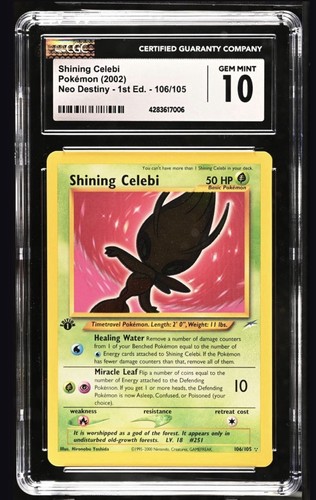 Shining Celebi (1st Edition) graded CGC 10 for sale on eBay