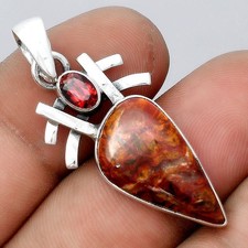 Natural Pietersite Namibia and Garnet 925 Sterling Silver Pendant Jewelry P-1046
