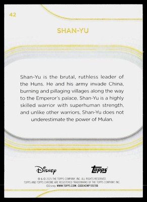 その他 topps Disney Chrome ShanYu Superfractor 2025 Topps Chrome Disney #42 Shan-Yu | eBay