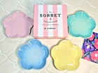 Le Creuset Sorbet Flower Plate 14cm Set of 4 Pastel / Rare Dessert Appetizer NEW